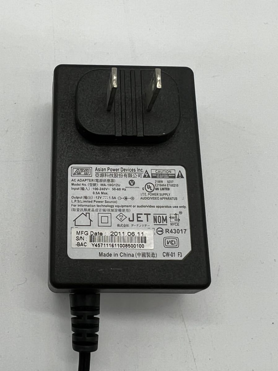 [AC adapter ]WA-18G12U / output 12V 1.5A