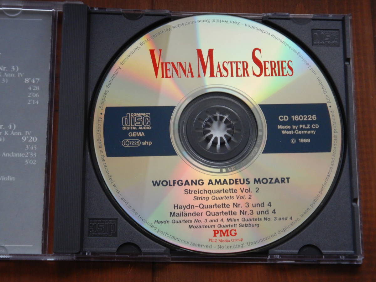 1449◆VIENNA MASTER SERIES Wolfgang Amadeus Mozart Streichquartette Vol.2 輸入盤 モーツァルトの画像2