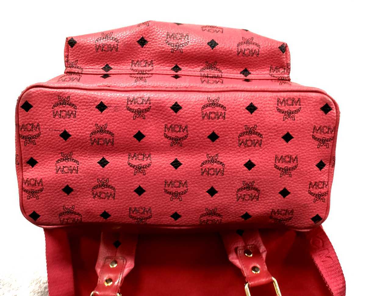 美品 最安値 MCM リュック スタッズ ピンク 赤 エムシーエム 美品 最安値 MCM リュック スタッズ ピンク 赤 エムシーエム