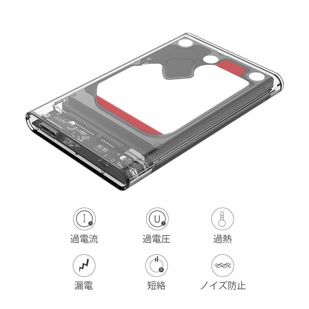  2.5インチ HDD SSD ケース USB3.0高速 透明 外付けハードディスク ドライブケース UASP対応 _画像5