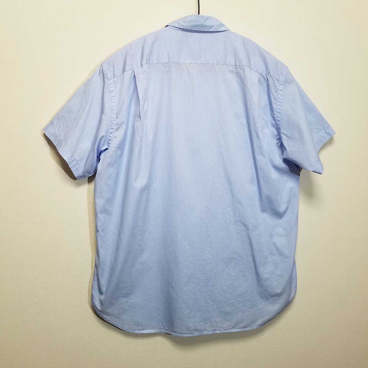 《超滑らかな生地 / ブルーストライプ》美品 マーガレットハウエル パッカリング 半袖シャツ メンズM アロハシャツ 開襟シャツ_画像8