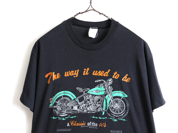 80s 人気 黒 ■ ハーレー ダビットソン プリント 半袖 Tシャツ ( メンズ M 程) 古着 80年代 ビンテージ バイク 企業物 シングルステッチ_画像2