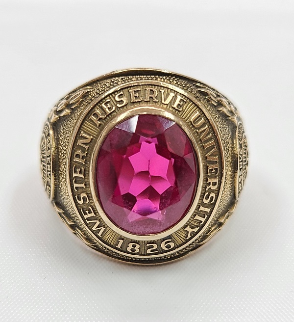 1826 year .. year college ring 10K 10 gold WESTERN RESERVE UNIVERSITY rice we Stan reserve university LUX 14g 18 number color stone ring antique 