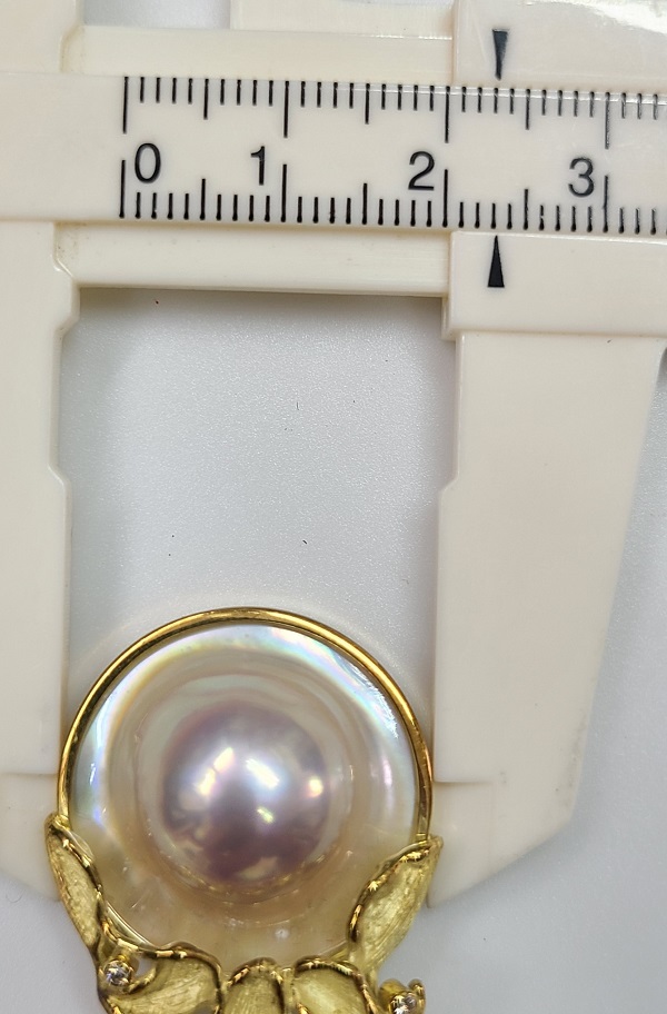 マベパール 真珠 ダイヤ 0.03ct K18 ペンダント トップ チャーム 11.8ｇ_画像9
