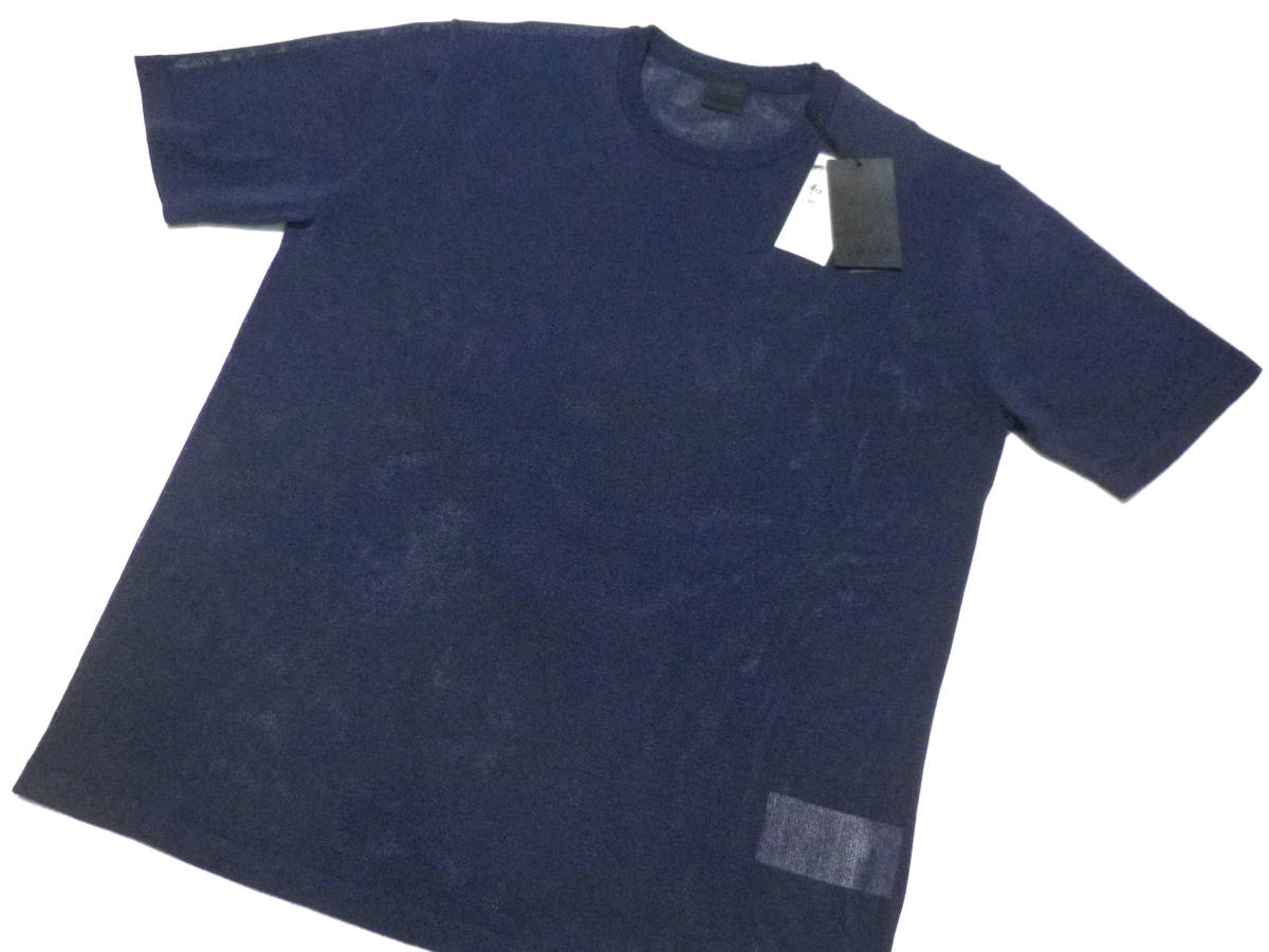◆D'URBAN/ダーバン◆シャリ感 ドライタッチ 上質 日本製 和紙混 半袖 ニットカットソー Tシャツ【S】_画像1