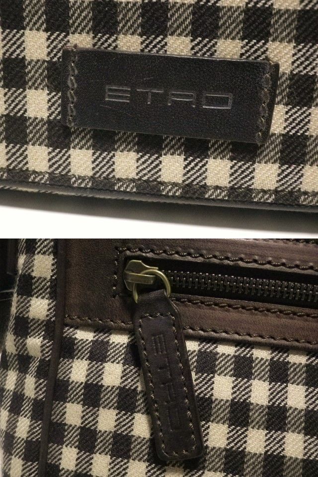 ◆ETRO/エトロ◆シェパードチェックキャンバス ショルダーバッグ/14.3万_画像6