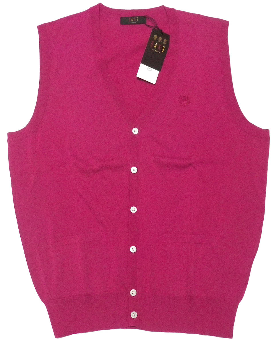 ◆DAKS/ダックス◆ハイゲージ コットンニットベスト【L】3.2万_画像2