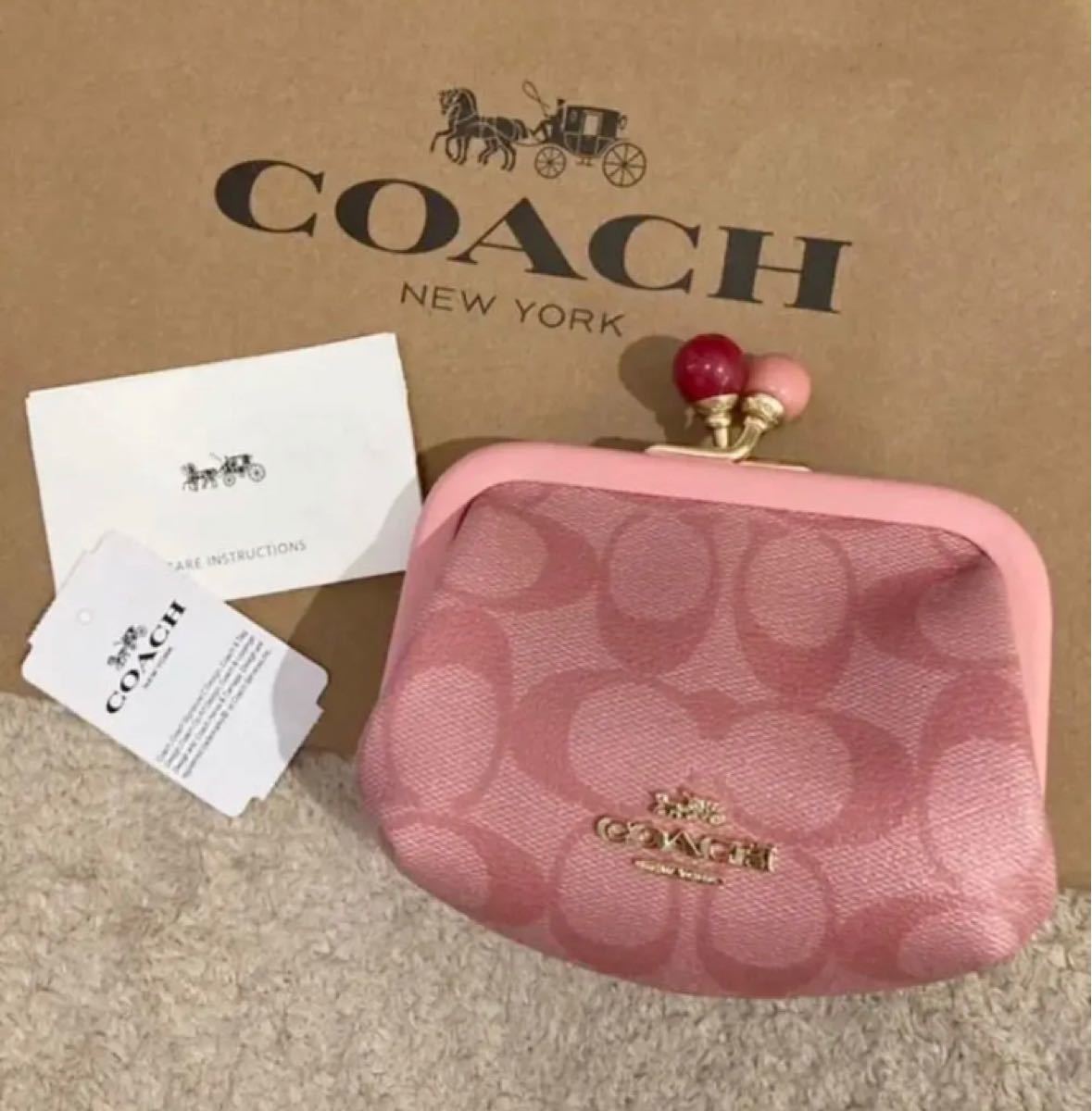 【新品】新品☆COACH コーチ キスロック ピンク コインケース がま口財布