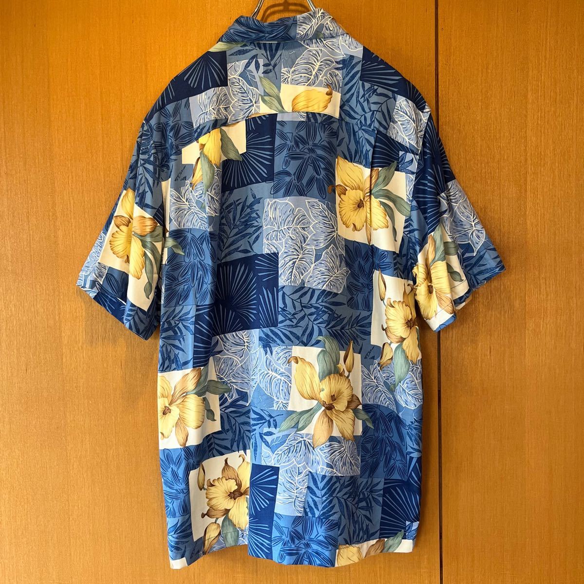 【南国アロハ】アジアvintage 総柄半袖シャツ　XXL ブルー　紺色　ハワイアン