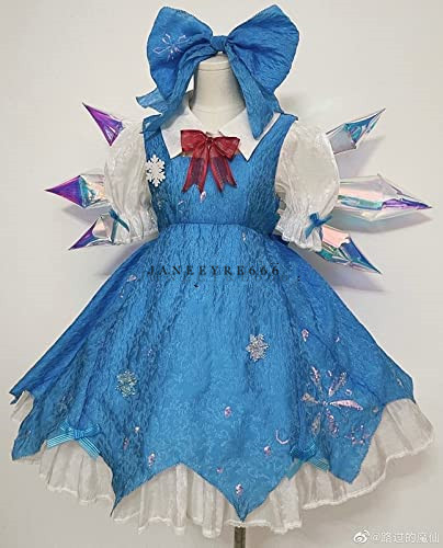 実物撮影東方project チルノ コスプレ衣装 風(ウィッグ 靴別売り 実物撮影東方project チルノ コスプレ衣装 風(ウィッグ 靴別売り