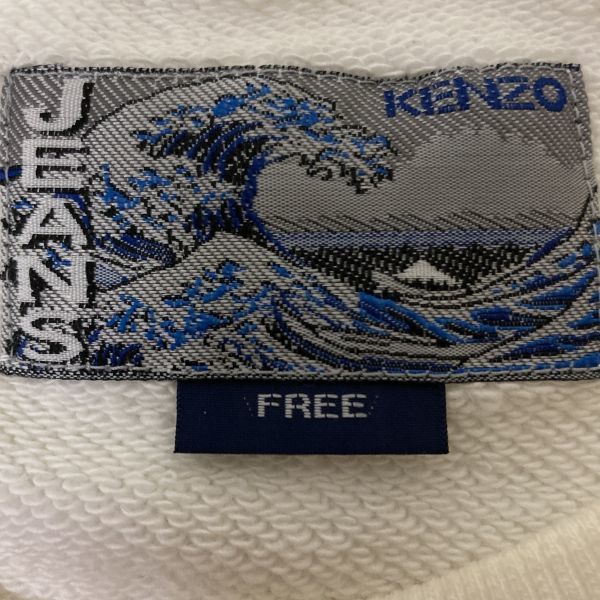 美品 北斎タグ！！ケンゾー【KENZO JEANS】ハイビスカス BIGプリント スウェット/トレーナー ホワイト FREE 90s アーカイブ E061_画像7