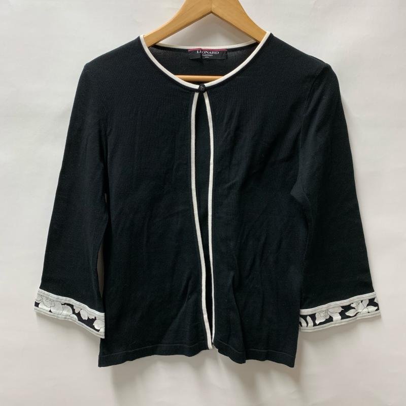 LEONARD L レオナール カーディガン 七分袖 Cardigan 黒 / ブラック