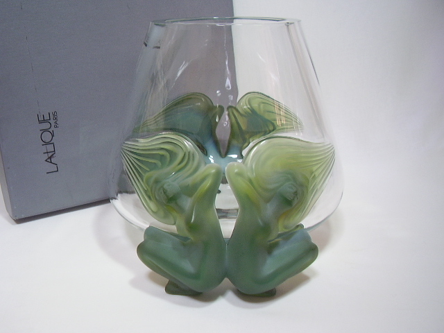 ラリック 裸婦 アンティネア グリーン 花瓶 Antinea Lalique_画像1