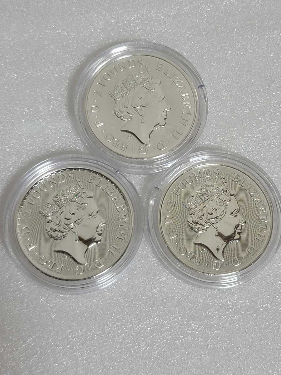 最新 イギリス 2022 ブリタニア銀貨+ロイヤルアームズ+メイドマリアン
