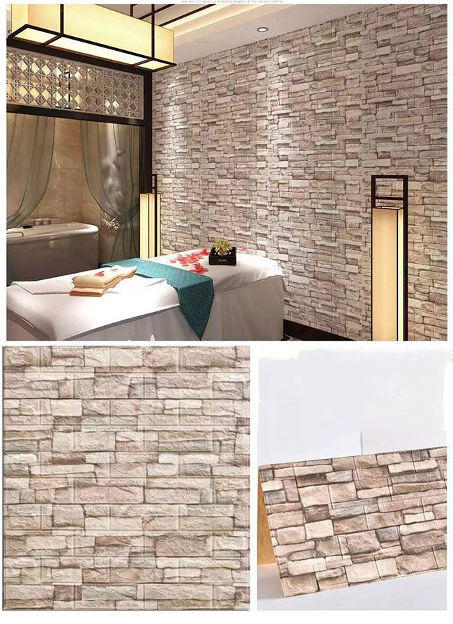 厳選高品質 防水 汚い防止 カビ防止 背景壁 3D立体レンガ模様壁紙 50枚 