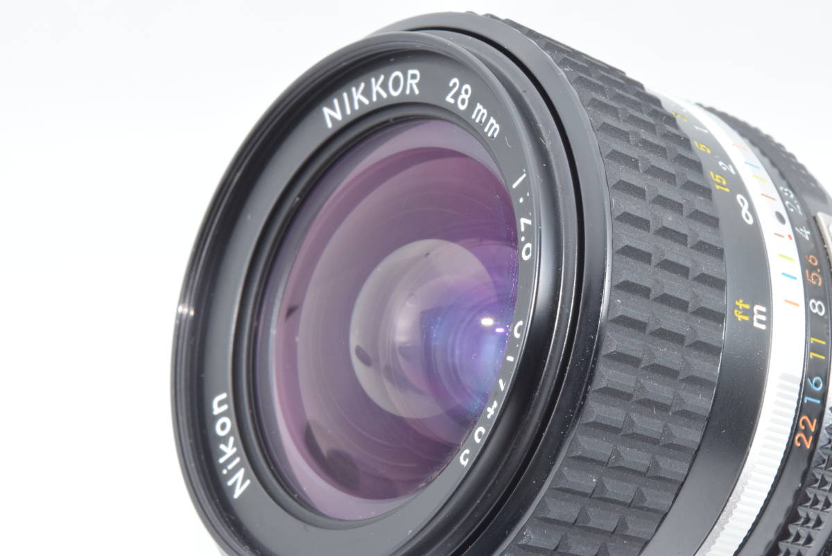 ★動作確認済み 美品★ Nikon ニコン Ai-s Nikkor 28mm F2.8 広角 単焦点レンズ 前後キャップ付き 光学クリア！ _画像6