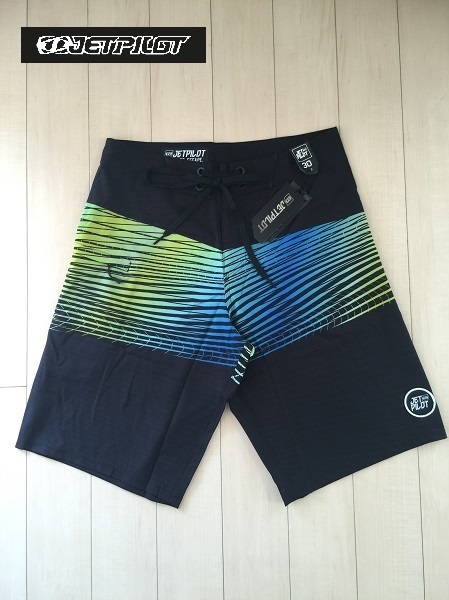 ラスト　送料無料　メンズ【JETPILOT】FIRESTORM BOARDSHORT 黒/黄　30　水着/海パン/ウエイク/サップ/ボードショーツ　新品　⑨