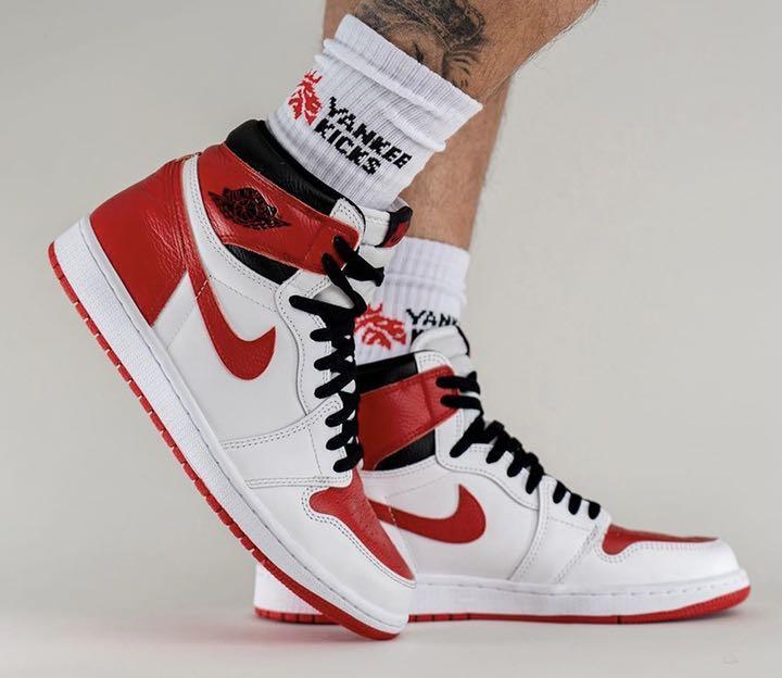 【未使用】27cm US9 NIKE AIR Jordan 1 Retro High OG Heritage ナイキ ジョーダン 白 White ホワイト UNIVERSITY RED 555088-161_画像1