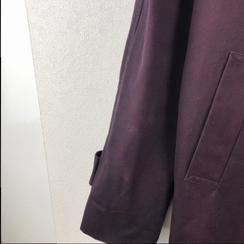 大きいサイズ COMME CA コムサ レディース トレンチ ロング コート ボルドー パープル 紫色 11 Lサイズ 相当 フライフロント 比翼 オフィス_画像9