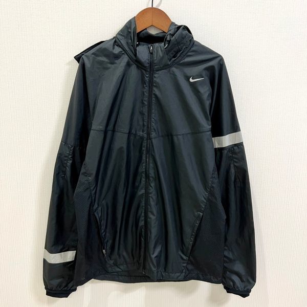 NIKE ナイキ メンズ ウィンドブレーカー 長袖 ジャケット ブラック 黒色 Mサイズ 170/88A ロゴ スウッシュ スポーツ トレーニング ウェア