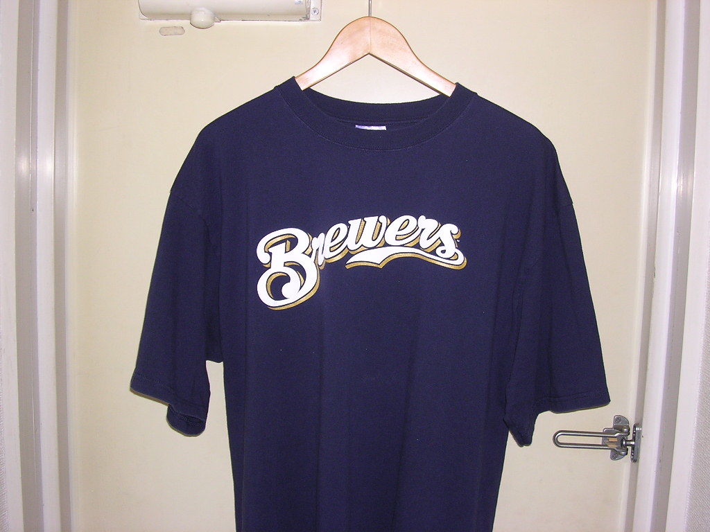 00s Majestic MLB Milwaukee Brewers #15 SHEETS Tシャツ 2XL vintage old ブルワーズ ナンバリング_画像1