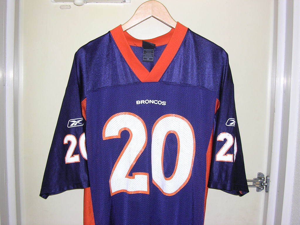 00s Reebok NFL Denver Broncos #20 DAWKINS フットボールシャツ L vintage old ブロンコス ユニフォーム ジャージ_画像1