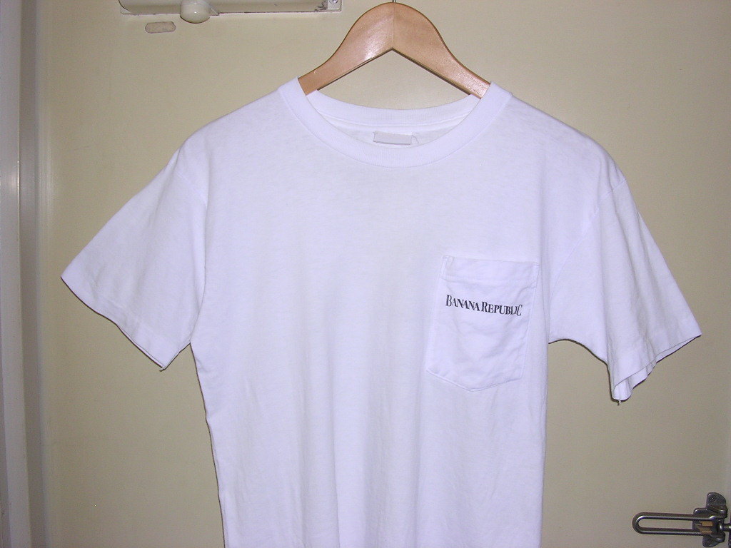 90s バナナリパブリック BANANA REPUBLIC 世界地図 ポケット Tシャツ 白 vintage old ポケT バナリパ_画像1