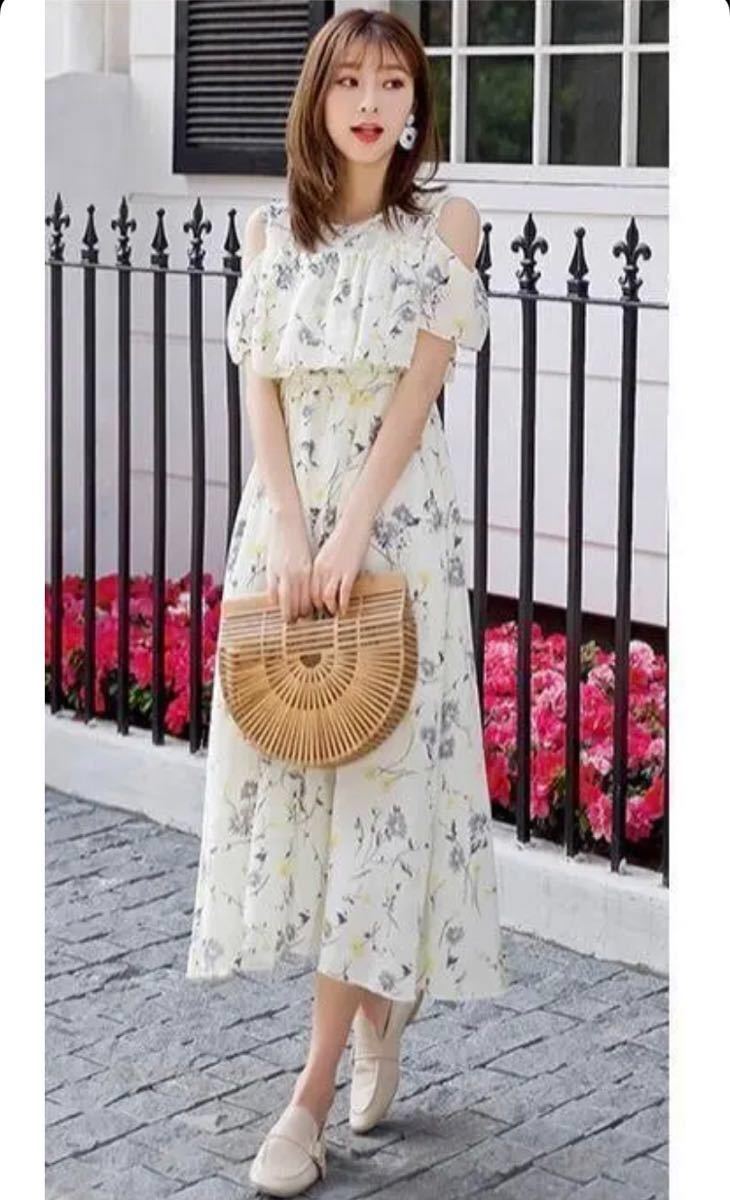 花柄 オフショルダー ロングワンピース★可愛い キュート 素敵★ ロングワンピース花柄 花柄ワンピース オフショルダー 夏