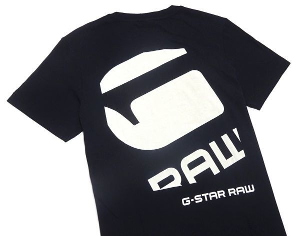 新品▼ ジースターロウ G-STAR RAW▼ クルーネック オーガニック 半袖 デカロゴGRAW バックプリント カットソー EUR(S)BLK_画像6