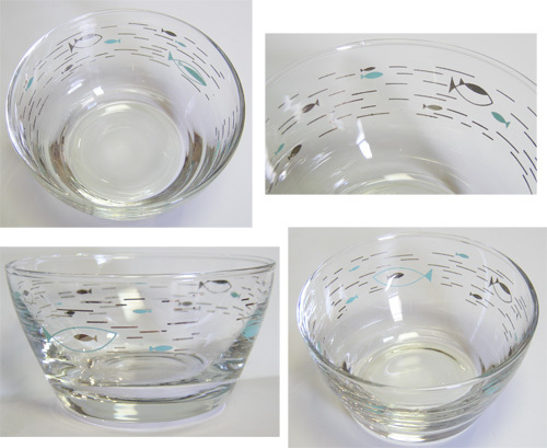 ヴィンテージ LIBBEY MEDITERRANEAN ATOMIC FISH ガラス ボウル 1個 / 50s,ロカビリー,40s,幾何学,MCM,スペースエイジ,グラス.アンティーク_画像3