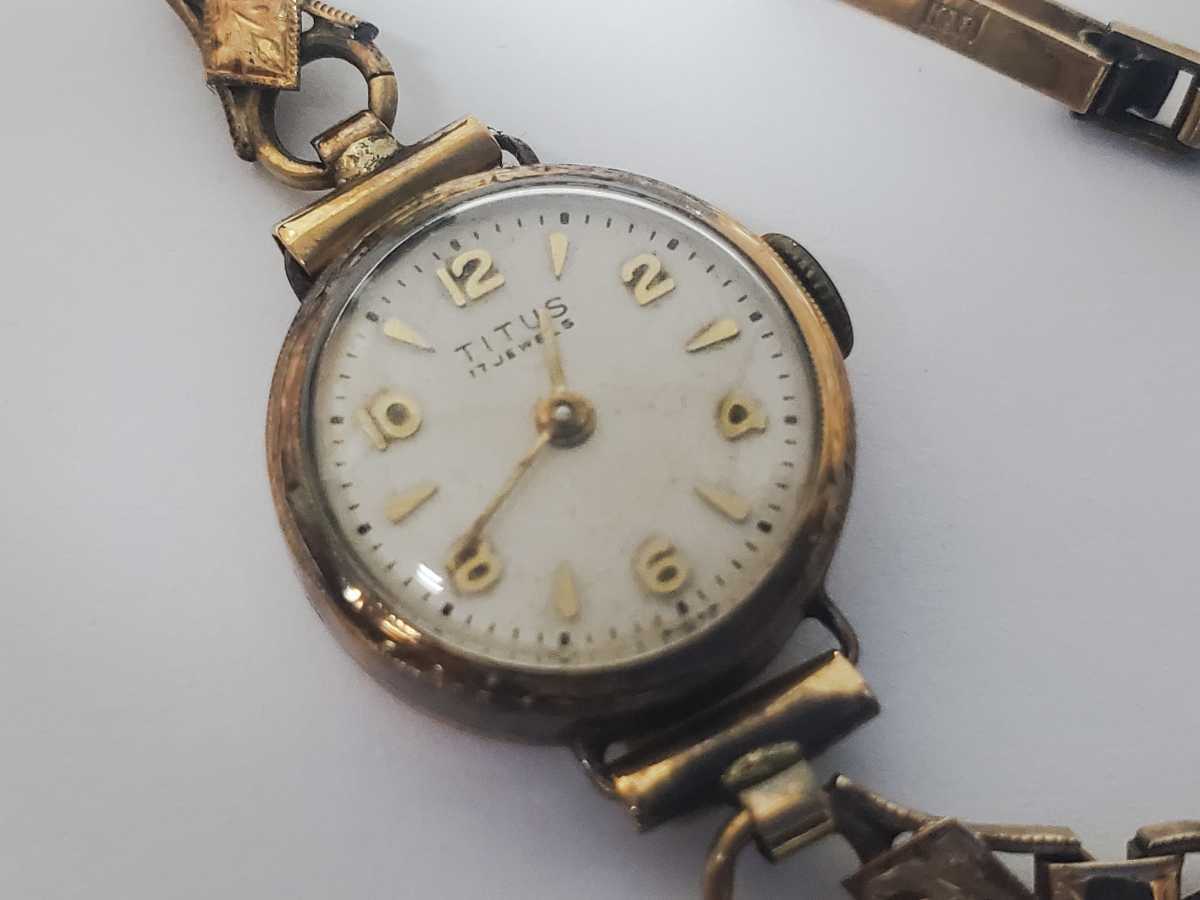K18 TITUS 17JEWELS アンティーク 手巻き レディース 時計 ma-101 