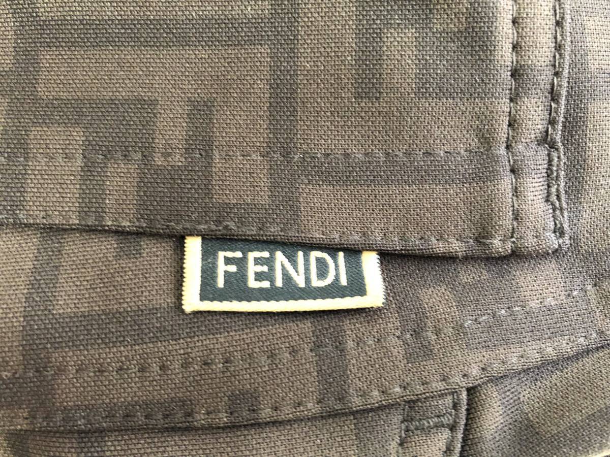 美品★FENDI フェンディ★ズッカ柄 ストレート ボトムス ブラウン 総柄 FF柄　INCH28_画像8