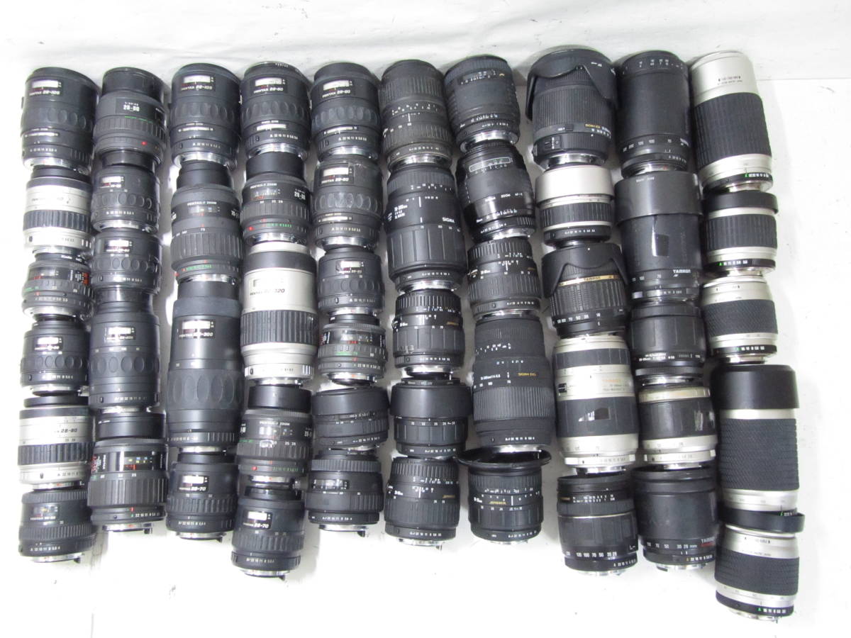 〔J675〕ジャンク ペンタックス マウント AF レンズ（PENTAX 28-80mm/SIGMA 18-250mm/TAMRON A03 A14 など）まとめ売り 51本 同梱