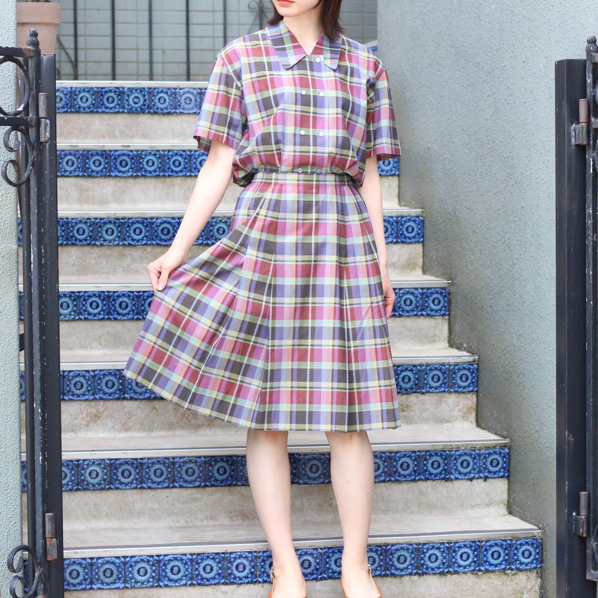 BURBERRYS CHECK PATTERNED SHIRT SKIRT SET UP /バーバリーズチェック柄シャツスカートセットアップ_画像1