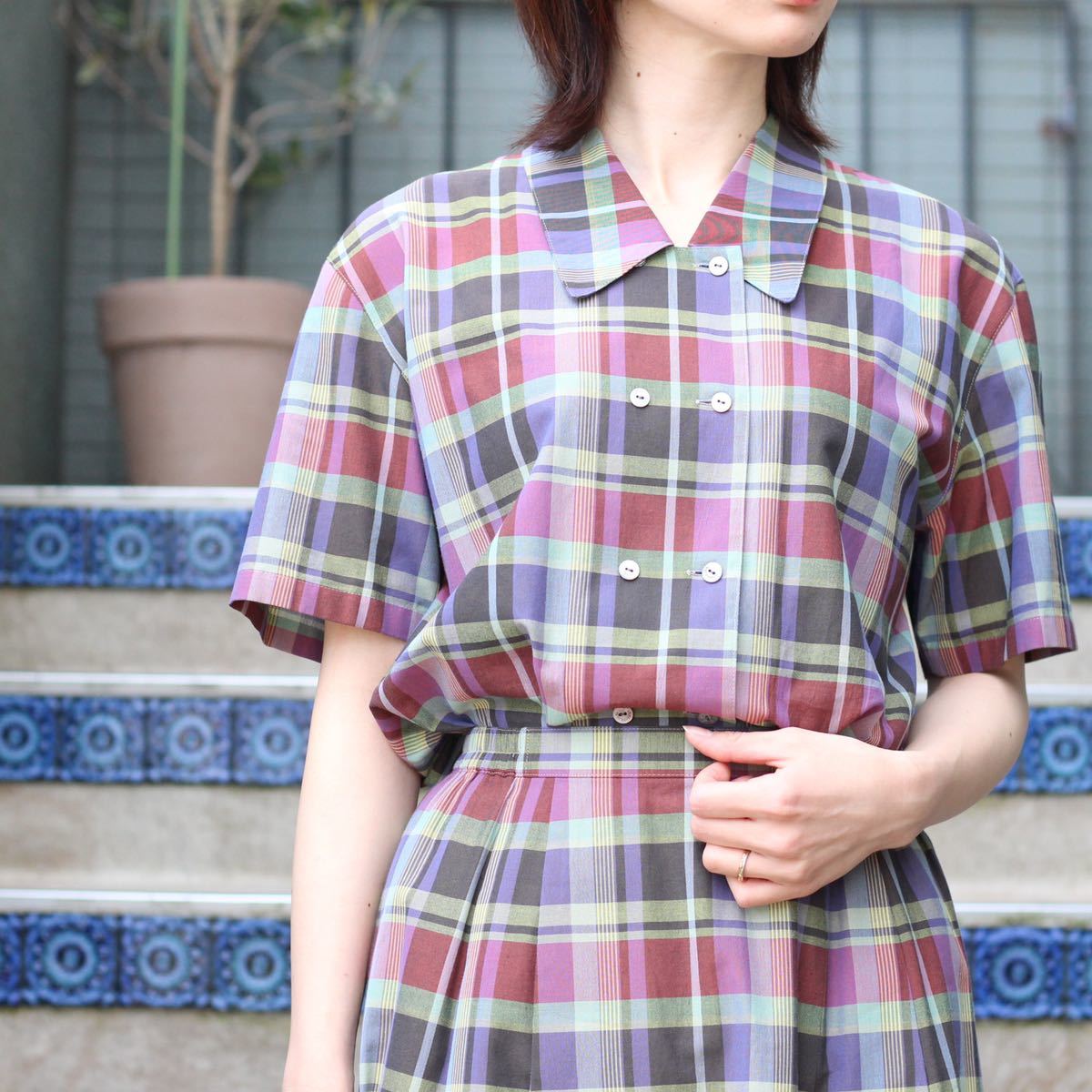 BURBERRYS CHECK PATTERNED SHIRT SKIRT SET UP /バーバリーズチェック柄シャツスカートセットアップ_画像2