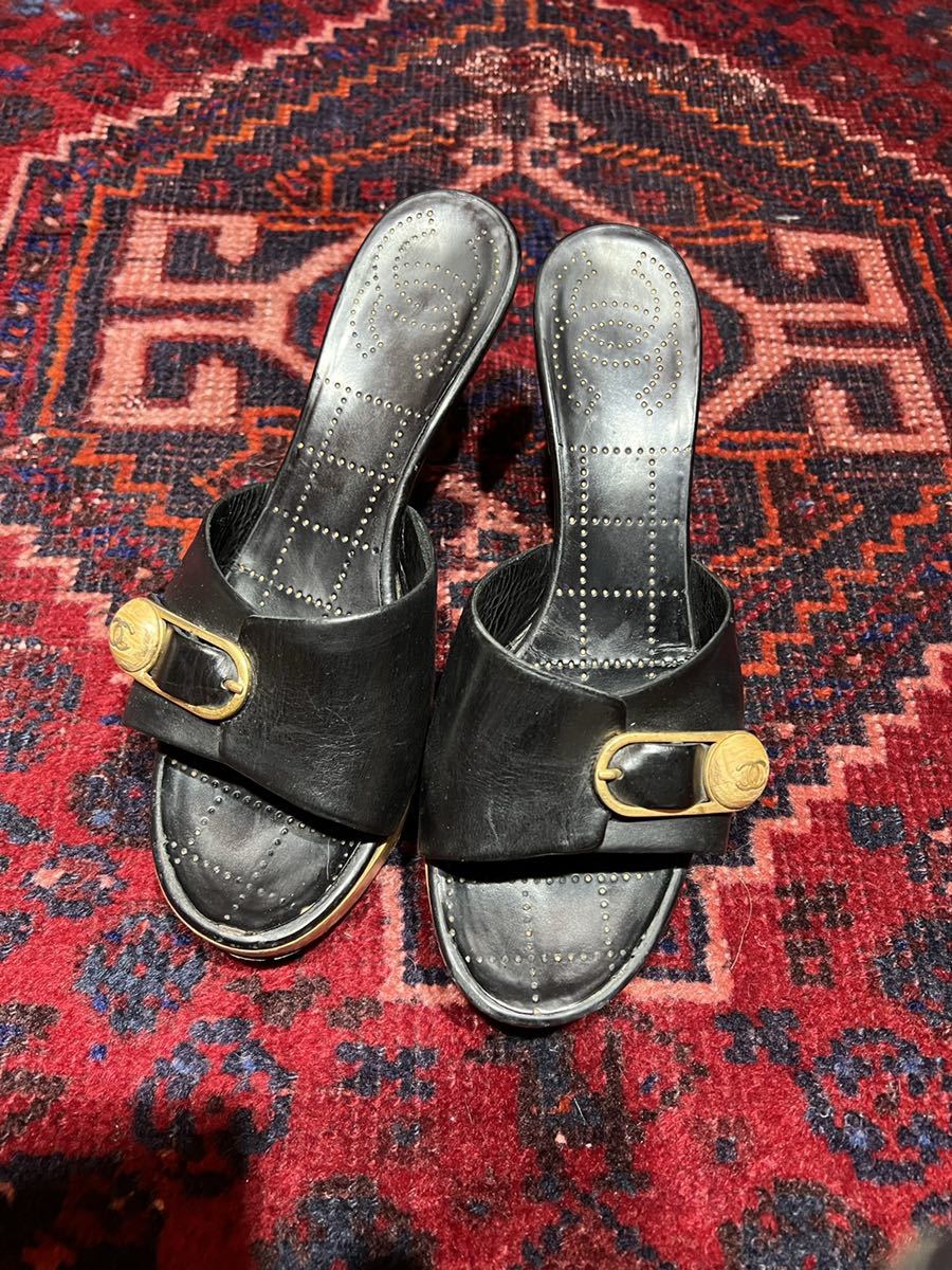 CHANEL COCO MARC STRAP LEATHER SANDALS MADE IN ITALY/シャネルココ