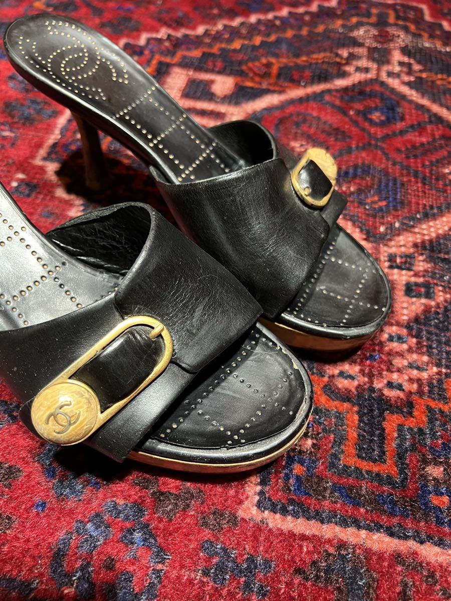 CHANEL COCO MARC STRAP LEATHER SANDALS MADE IN ITALY/シャネルココ
