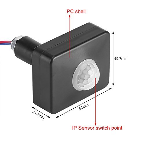 インテリジェント 赤外線センサースイッチ PIRセンサー 屋外/屋内セキュリティ自動 PIRモーシ 人感センサー検出 器壁スイッチのLED_画像2