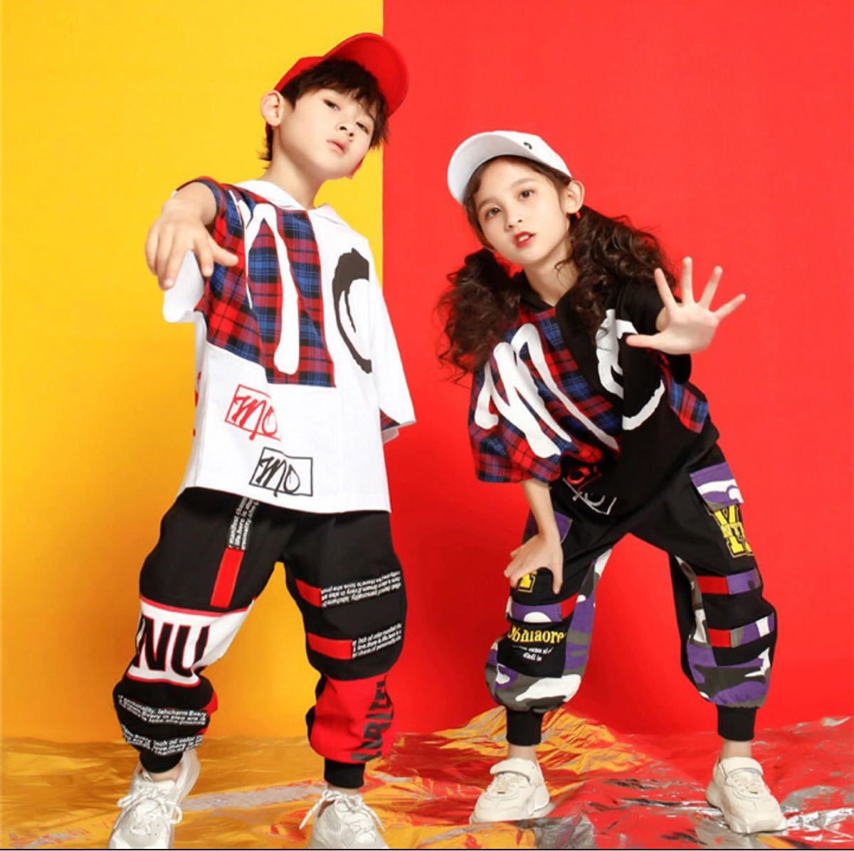 Paypayフリマ ヒップホップ ダンス衣装 男の子 女の子 男子兼用 130 140 半袖tシャツ フード付き