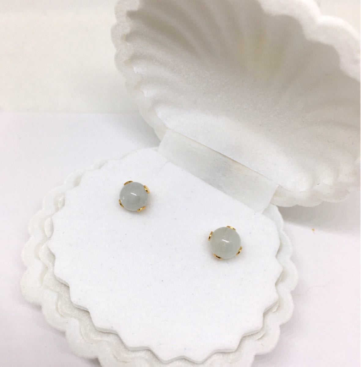 613[ aquamarine ] natural stone one bead earrings *6mm
