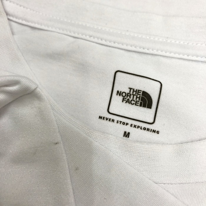 THE NORTH FACE ザ・ノースフェイス M メンズ Tシャツ カットソー 迷彩柄のロゴプリント ウッドランドカモ 丸首 半袖 ポリ100% ホワイト 白_画像3
