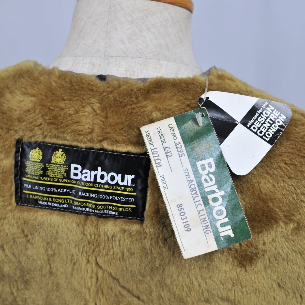 ヒート 新品デッド 80s Barbour A295 PILE LINING C42