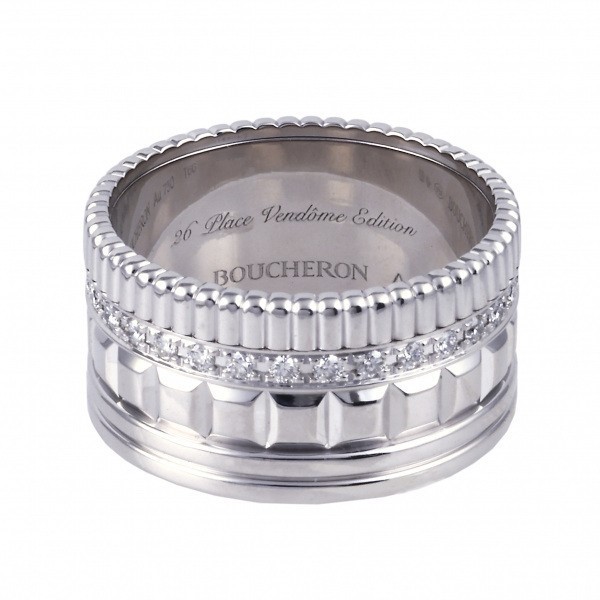 ブシュロン BOUCHERON ロゴ 14号 リング K18 WG ホワイトゴールド 750