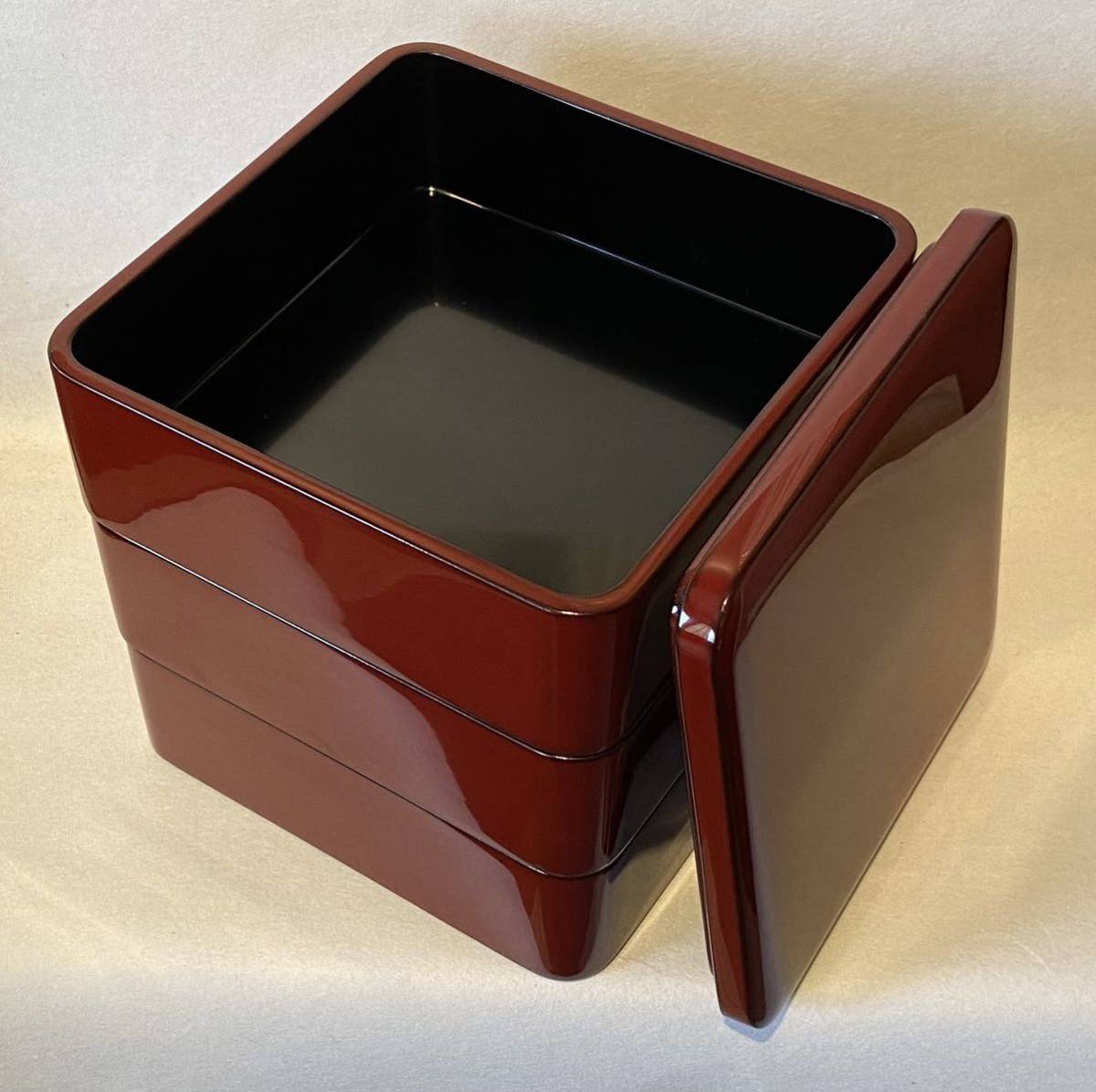  Echizen lacquer ware # Echizen paint three step -ply 5.0 multi-tiered food box old fee .* domestic production * natural tree *book@ lacquer [ new goods ]