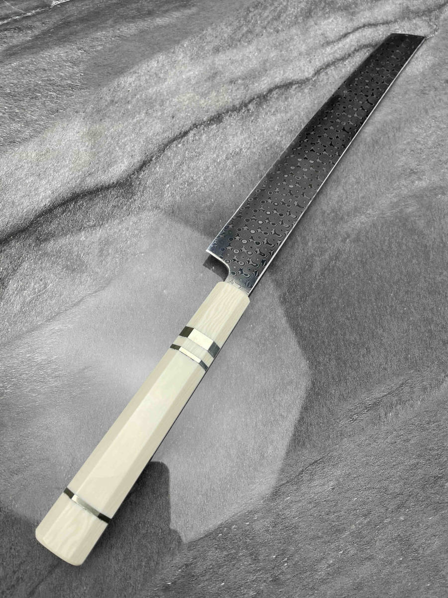 紺×赤 新品 ダマスカス 9寸 柳刃包丁 刺身包丁105層 和包丁人工象牙