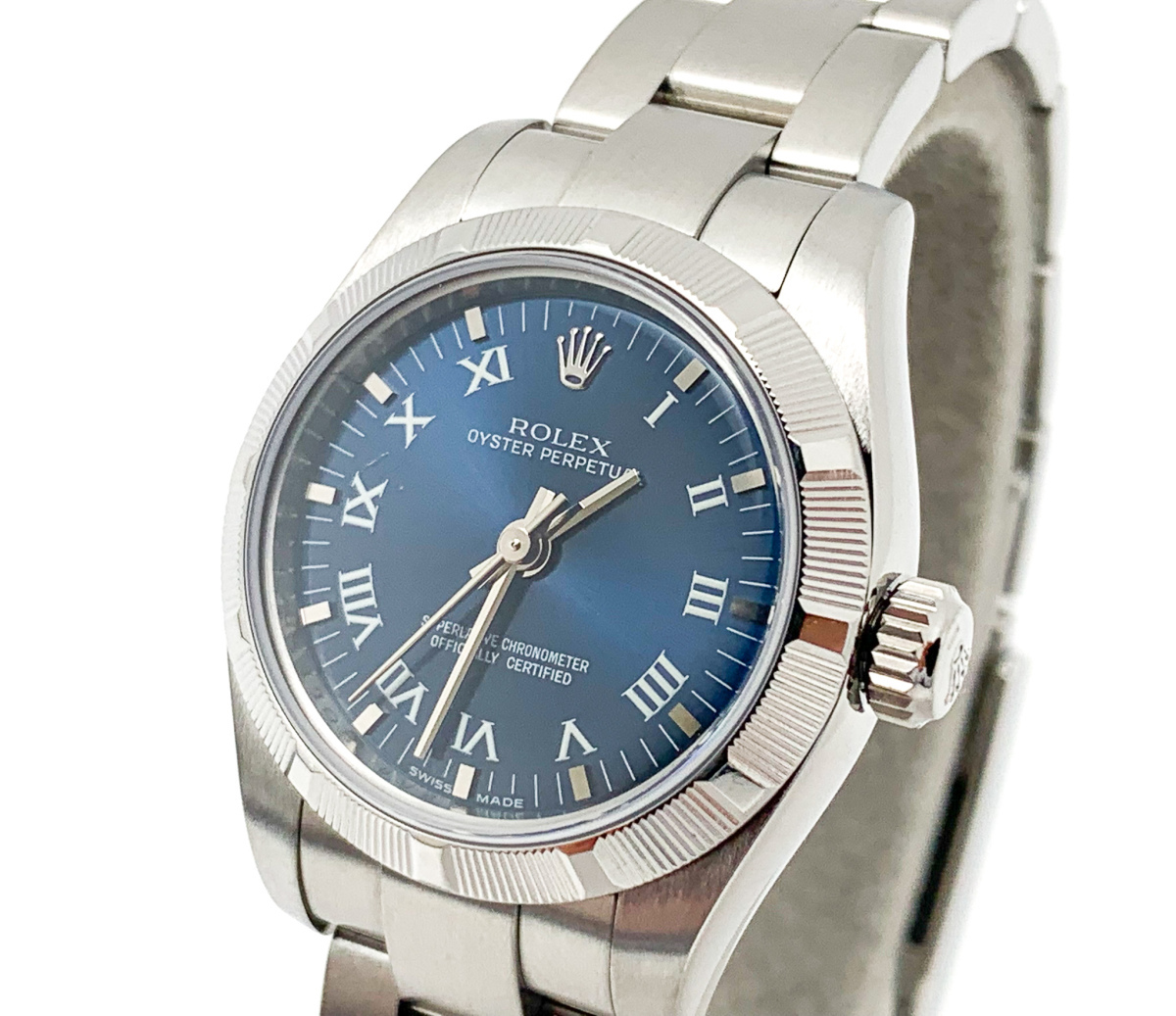 ROLEX ロレックス 176210 オイスターパーペチュアル ブルーローマン ステンレス レディース 腕時計 自動巻き AT_画像9