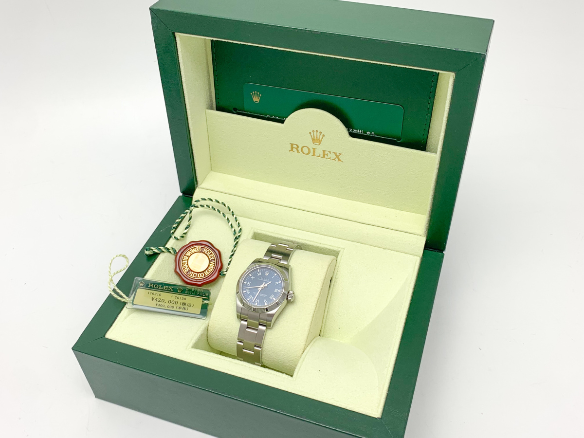 ROLEX ロレックス 176210 オイスターパーペチュアル ブルーローマン ステンレス レディース 腕時計 自動巻き AT_画像10