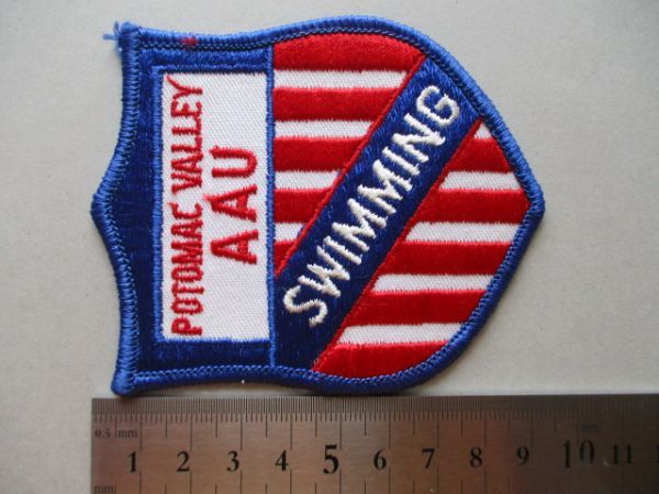 80s POTOMAC VALLEY AAU SWIMMING水泳 ビンテージ刺繍ワッペン/USA星条旗スイミング競泳スポーツ五輪アップリケ運動パッチ V160_画像7