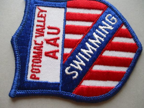 80s POTOMAC VALLEY AAU SWIMMING水泳 ビンテージ刺繍ワッペン/USA星条旗スイミング競泳スポーツ五輪アップリケ運動パッチ V160_画像2