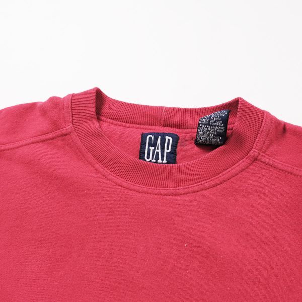 90's USA製 オールドギャップ GAP ソリッドカラー スウェット シャツ 赤 (M) 90年代 無地 アメリカ製 旧タグ スエット_画像7